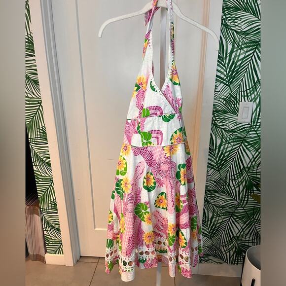 Lilly Pulitzer Sleeveless Halter Neck Floral Knee Length Dress 4 - Picture 5 of 9